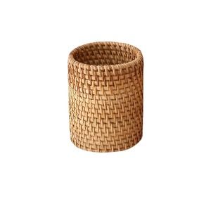 Handmade Handwoven Rattan Storage Basket For Pens or Cosemetics - Cylinder
